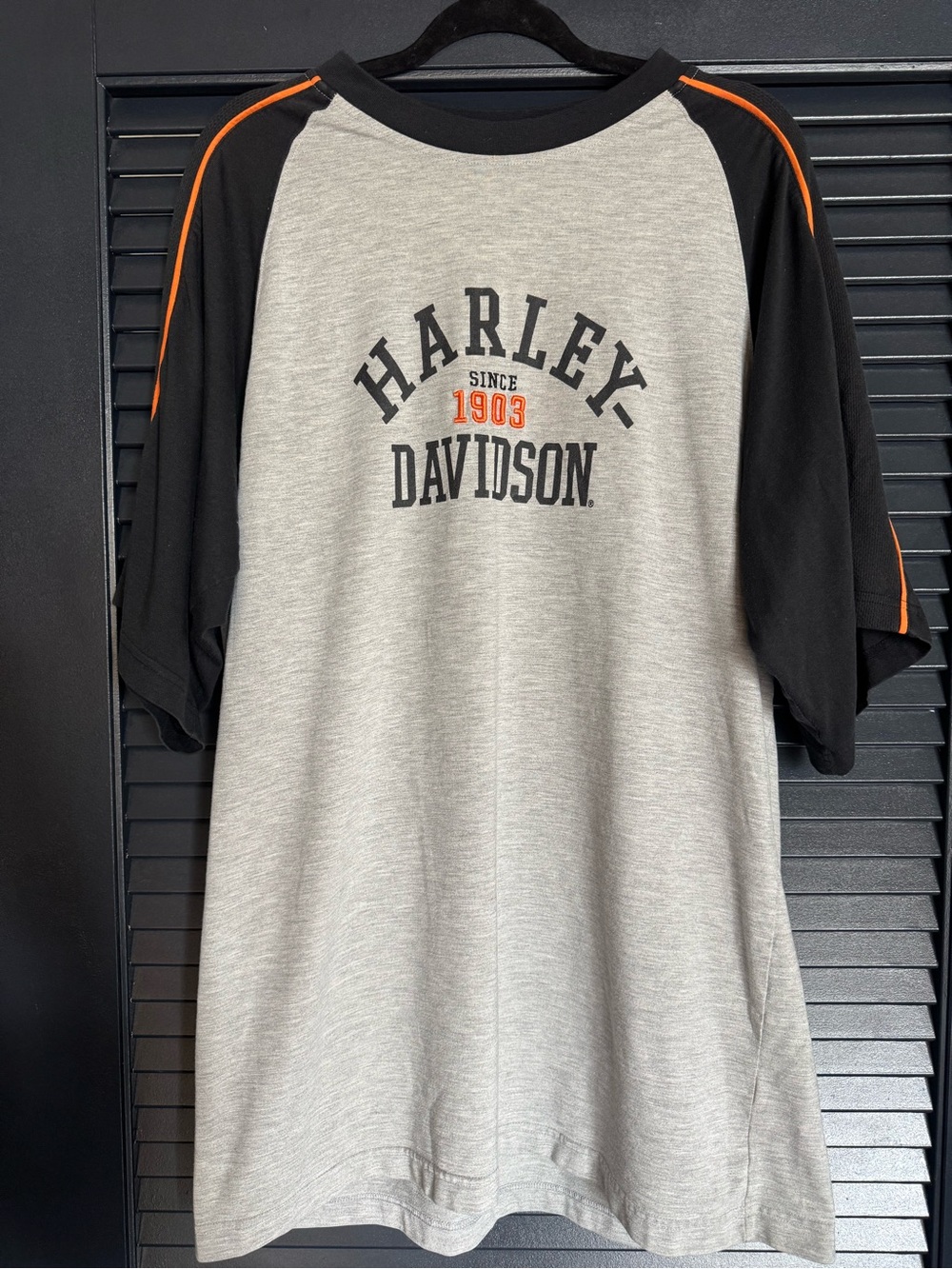 Harley Davidson Bumpus Memphis Gray Black Orange Raglan Tee